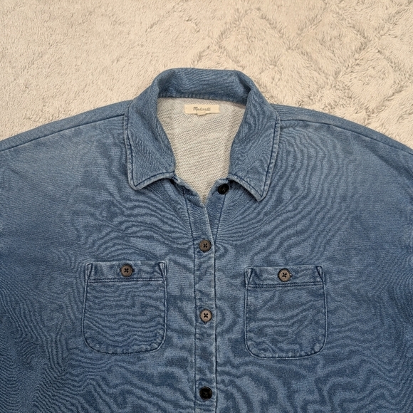 Madewell Jacket Womens M Blue Indigo Terry Shirt Shaket French Terry Chore - Picture 2 of 8